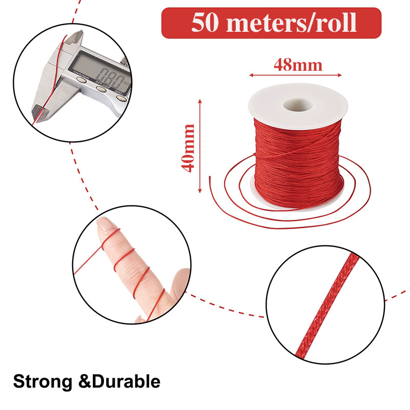 50M/roll 0.8mm Nylon Thread Co - Ribbon Wired Satin のレビューと価格