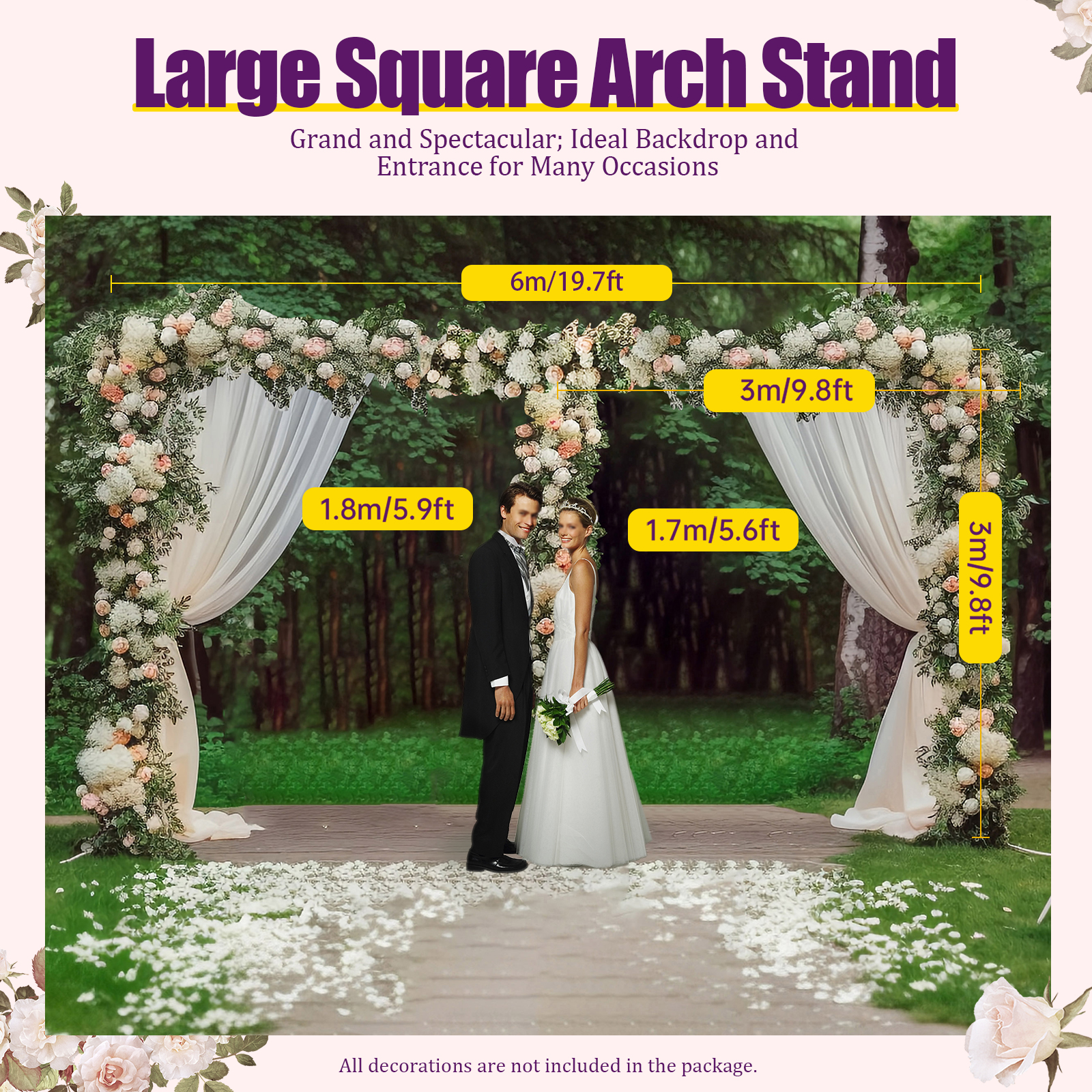 3x6m/10x20ft Metal Wedding Arc - Florist Supp のレビューと価格