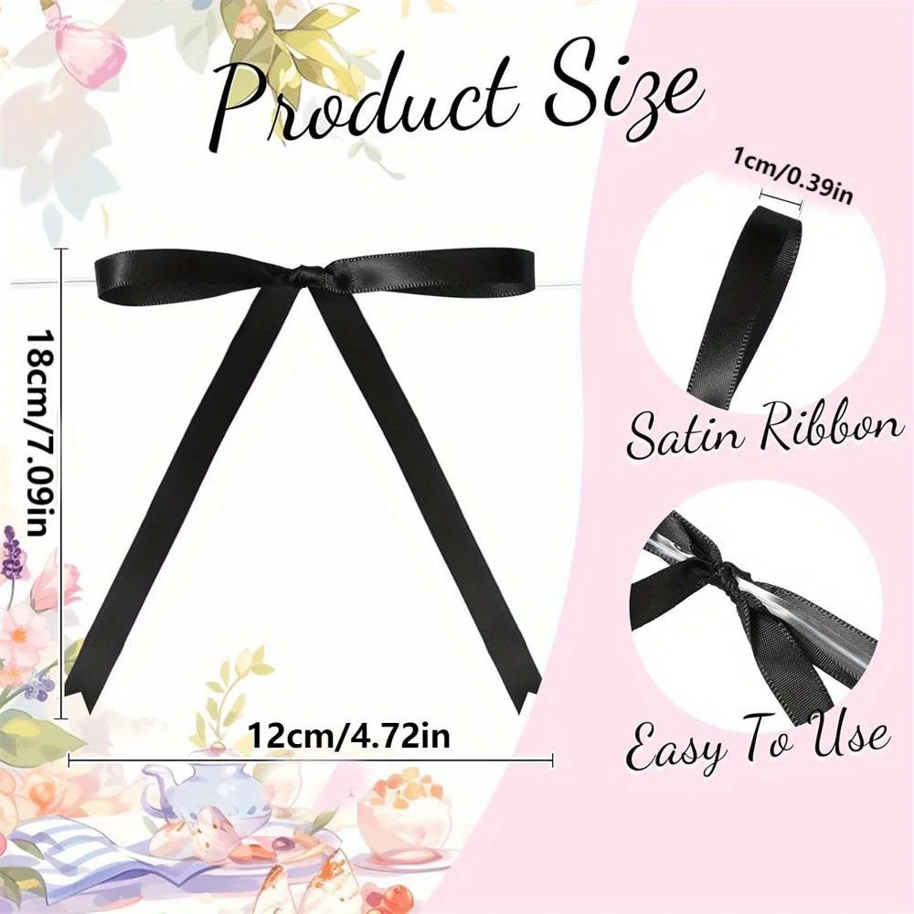 50pcs/pack Twist Tie Satin Rib - Ribbon Wired Satin のレビューと価格